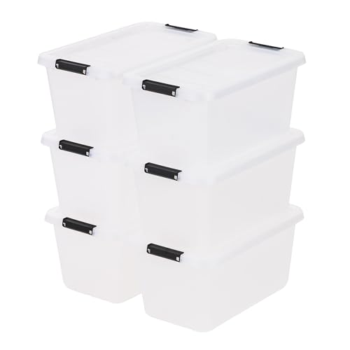 IRIS USA 6-Pack Clip Box with Latching Lids, 13 Quart Craft Storage Bins, Art & Writing Supply Containers for Home, Office & Classroom Organization - size: 13.5 Qt, style: 6 Pack
