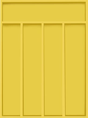 Utopia Kitchen Silverware Organizer, Bamboo Utensil Drawer Organizer for Cutlery, Utensils & Flatware (5 Compartment, Yellow) Pack of 1