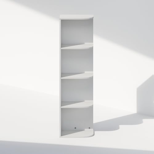 Furinno Reed Corner Shelf, 4-Tier Corner Bookshelf, Book Shelf, Corner Shelves, Storage Rack, for Organization and Storage, Home Office, Living Room, White - color: White, size: 4-Tier Corner