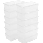 Stackable Clear Storage Bins with Lids Shoe Boxes 12 Packs Plastic Storage Containers 6 Quart Latching Plastic Shoe Boxes With Lids (Clear)