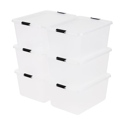 IRIS USA 6-Pack High-Capacity Clip Box with Latching Lids, 32 Quart Craft Storage Bins, Art & Writing Supply Containers for Home, Office & Classroom Organization - size: 32.5 Qt, style: 6 Pack