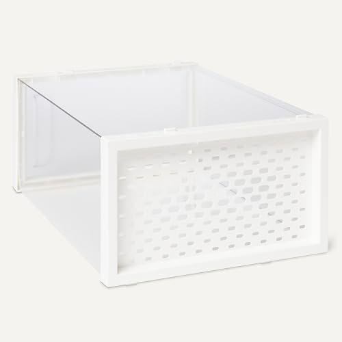 Amazon Basics Stackable and Foldable Clear Shoe Storage Organizer Box, Small, 12-Pack - size: Small