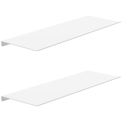 MKO 16" Floating Shelves for Wall, Metal Wall Mounted Shelf for Bathroom, Bedroom, Living Room, Kitchen, Hanging Shelves for Books/Storage/Room Decor 2 Packs, White - color: White, size: 16 IN