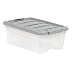 Amazon Basics Plastic Storage Containers with Secure Latching Lids, Stackable Organization Bins for Organizing, Clear/Grey, 12 Quart, Set of 6 - size: 12 Qt. - 6 Pack