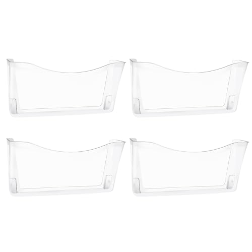EASEPRES 4 Pack Clear Single Pocket Hanging File Organizer, Plastic Wall Mount Paper Mails Magazines Holder, Mounted Folder Bins for Office, School and Home, 13.85x3.14x6.88 inches - color: Clear, size: 4 Pack