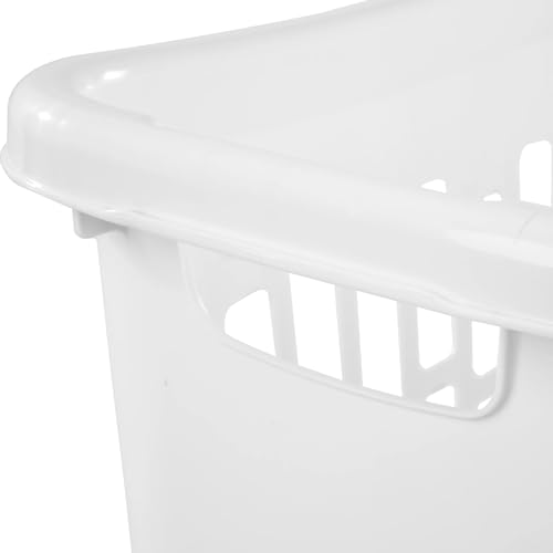 Rectangular Open Plastic Hamper, for Narrow Spaces, White