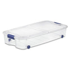 66 Quart Wheeled Latch Box, Clear Underbed Storage Bin with Lid, Blue