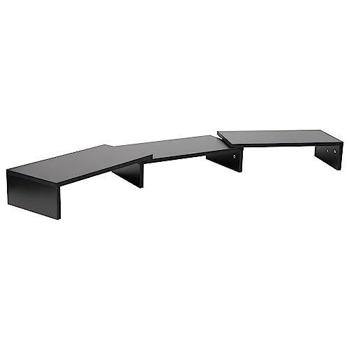 Mind Reader Dual Monitor Stand, Desktop Organizer, Laptop Riser, Office, MDF, 51.25"L x 9.25"W x 4.75"H, Black - color: Black