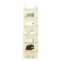 YOUDENOVA Hanging Closet Organizer, 6-Shelf Closet Hanging Shelves, Beige - color: Beige, size: 6-Tier