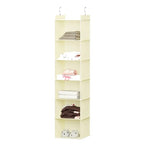 YOUDENOVA Hanging Closet Organizer, 6-Shelf Closet Hanging Shelves, Beige - color: Beige, size: 6-Tier