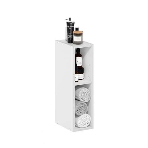 Furinno Fulda Book Shelf, 2-Tier Narrow Bookshelf, Bookcase with 6-in Width Storage Shelf, 9.3 x 5.9 x 21.2, for Living Room, Bedroom, Home Office, White - color: White, size: 2-Tier, 6-Inch Width