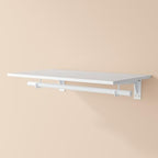 Closet Shelf with Hanging Rod, Heavy Duty Closet Organizer System, Closet Shelves Hold 220 lbs, Wall Mounted Closet Storage & Organizers for Walk in Laundry Room