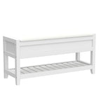 Roundhill Furniture Rouen Clean White Seating Bench with Shoe Storage, - color: White Faux Leather