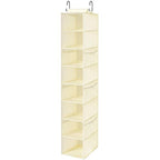 VERONLY Hanging Shoe Organizer for Closet with 8 Shelves,Mesh Pockets-Wider Hanging Shelves for Shoes,Clothes,Hats With Sturdy Bamboo-Supported Design (Beige) - style: Beige Bamboo Hanging