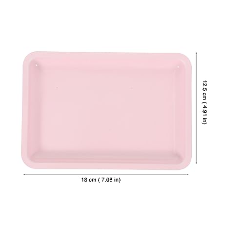 Beavorty Stainless Steel Jewelry Tray Pink Ring Holder Multi-Functional Nail Tool Organizer Trinket Storage Plate with Stable Feet 7X5 Inches - color: Pink