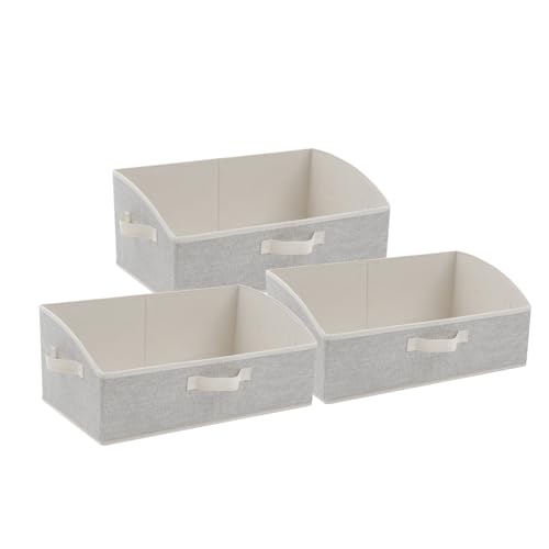 3 Pack Closet Organizers, Foldable Clothes Storage Organizers with Handles, Large Capacity, Sturdy Drawer Storage Boxes for Clothing, Underwear, Books, Shelves, Wardrobe Organizing, Beige - color: Beige