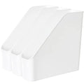 Youngever 3 Pack File Folder Bin Storage, Plastic File Folder Bin Organizer with Handle (White) - color: White