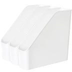 Youngever 3 Pack File Folder Bin Storage, Plastic File Folder Bin Organizer with Handle (White) - color: White