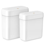 MOPALL 2 Pack Small Bathroom Trash Can with Lid, 3.2 Gallon / 11.5 L & 2.6 Gallon / 10 L Waste Basket with Pop-Up Lid, Slim Plastic Garbage Bin Dog Proof for Kitchen, Bedroom, Office, Toilet, White - size: 3.2 Gallon & 2.6 Gallon
