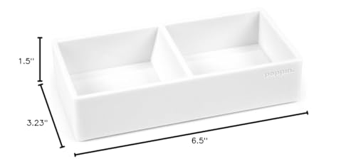 Poppin This & That Tray - Modular Desk Trays for Office Organization, Color-Coordinated Office Supplies for Desk (White, This & That Tray) - color: White, size: 6.3" x 3" x 1.5"