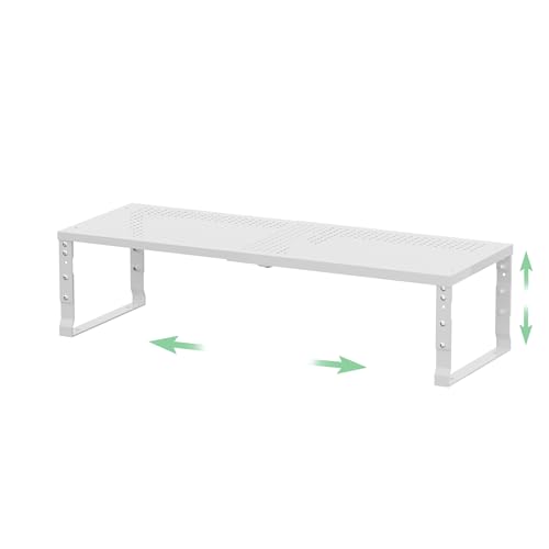 Metal Stackable Expandable Storage Rack, Adjustable Under Sink Shelf & Countertop Space Saving, Heavy-Duty Pantry Storage, Suitable for Kitchens, RV, Bathrooms, Workshops or Offices - color: 1pack/Large/White, size: Large