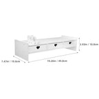 Computer Monitor Stand Riser with 3 Drawers - No Assembly White Desk Organizer & Laptop Shelf - Waterproof Desktop Storage for Home Office, School Dorm & Vanity - 3-Tier Space-Saving Design