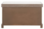 SAFAVIEH Home Collection – Freddy White Wash Storage Bench with Wicker Baskets & Cushion, Entryway Seating Bench, Fully Assembled (AMH5736G) - color: White Washed
