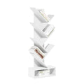 Furinno Tree Book Shelf, 7-Tier Bookshelf, Tree Bookcase with Bottom Shelf, 8.4 x 16.9 x 46.2, for Living Room, Bedroom, Home Office, White - color: White, size: 7-Tier Tree with Bottom Shelf