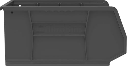 Akro-Mils 30250 AkroBins Plastic Storage Bins, Space-Saving Stackable Bins for Garage, Pantry, Craft Organization, 15" x 16" x 7", Black, 6-Pack - color: Black