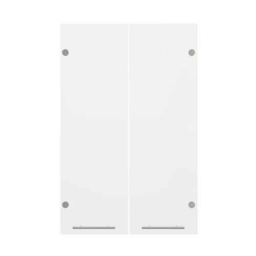 ROOMTEC Modular Closet System Glass Door Pair Set, Clear Frameless Tempered Glass Panels, Add-On for Double Hanging Units, 39.37" H × 31.5" W - size: Frameless Glass Door – 31.5"W x 39.37"H