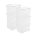 novelinks 6 Pack 22QT Plastic Storage Bins with Lids, Stackable Clear Containers with Latches, Durable Nestable Boxes for Office, Home, Garage, Shoes Organization - size: 22 Qt - 6 Pack