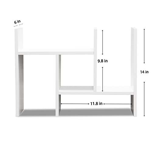 MASAKA B&W - Kawaii Storage Desktop Organizer for Your Desk Space, Double H Plants Display Shelf, Home Office Storage Rack Adjustable Stackable for Office, Dormitory (White*01) - color: White*01