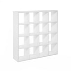 Furinno Cubicle Book Shelf, 16-Cube Bookshelf, Extra Thick Frame Reversible Tall Wide Bookcase with Open Back, 14.6 x 57.8 x 58, for Living Room, Bedroom, Home Office, Plain White - color: Plain White, size: 16-Cube