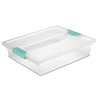 Sterilite Clip Box, Stackable Small Storage Bin with Latching Lid, Plastic Container to Organize Office, Crafts, Clear Base and Lid, Large, 1-Pack - size: Large, style: 1 Pack