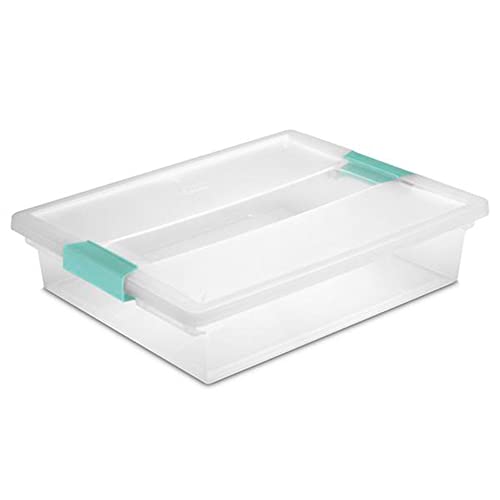 Sterilite Clip Box, Stackable Small Storage Bin with Latching Lid, Plastic Container to Organize Office, Crafts, Clear Base and Lid, Large, 1-Pack - size: Large, style: 1 Pack