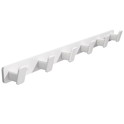 Coat Hook Wall Rack Hanger - White Coat Rack with 6 Hooks Wall Hooks for Hanging Hat Key Bag Towel Wall Mount Coat Holder - color: White, size: Rectangle 6 Hooks 1 Pack
