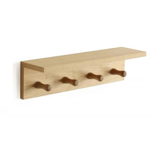 Entrance Coat Rack ，Coat Hooks, Wall-Mounted Wooden Hook Rack, Wall-Mounted Shelves(Oak Colored Finish—A-1) - style: Oak colored finish—A-1