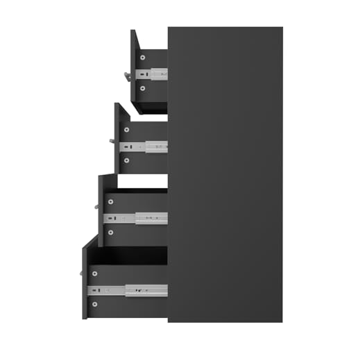 ROOMTEC Modular Closet System, 31.5" 4 Drawer Shelf Closet Tower Wall-Mounted Closet Organizer, Wooden Tower for Walk-In Closets, Wardrobe Storage Kit, Black - size: 31.5" Wide, style: Model 8