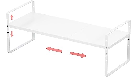 Jojocross Expandable Stackable Spice Rack Cabinet Shelf Organizer in Cabinets Shelves Kitchen Cupboard Organization Stack up Racks Pantry Countertop Storage Medium/White 1 Pack - color: 1 Pack/White, size: M:7.85"D x 16.6"W x 5.75"H