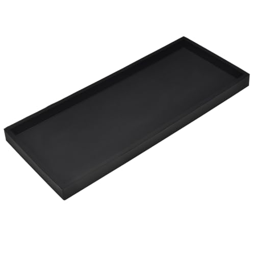 DNC Bathroom Counter Tray, 11.8" Silicone Vanity Tray, Kitchen Sink Soap Tray for Dish Holder Dispenser Countertop Toilet Tank Desk Organizer Black - color: Black, size: 11.8" x 5" x 0.7"