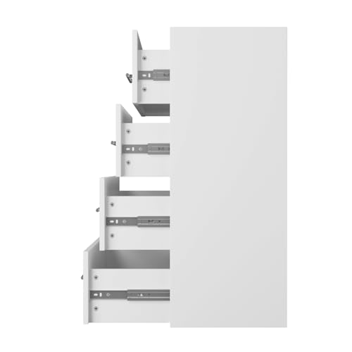 ROOMTEC Modular Closet System, 25.5" 4 Drawer Shelf Closet Tower Wall-Mounted Closet Organizer, Wooden Tower for Walk-In Closets, Wardrobe Storage Kit, White - size: 25.5" Wide, style: Model 8