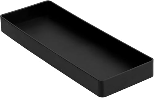 Amazon Basics Rectangular Plastic Desk Organizer, Half Accessory Tray for Office Supplies and Workspace Organization, 9.4" x 3.3" x 1", Black - color: Black