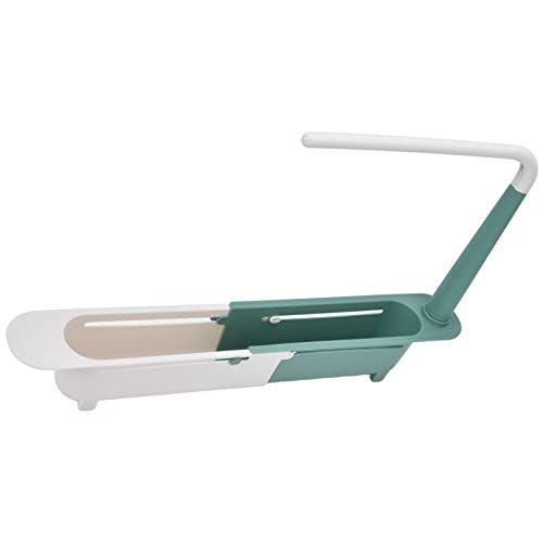 Zerodis Telescopic Sink Storage Rack, Telescopic 2in1 Sink Expandable Storage Drain Basket Towel Rack Under Sink Organizers Telescopic Sponge Soap Holder for Kitchen Sink (Green) - color: Green