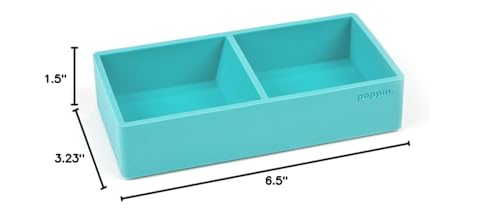 Poppin Softie This + That Tray, 2 Compartments, Silicone, 3 x 6.25 x 1.5, Aqua - color: Aqua, size: 6.3" x 3" x 1.5"