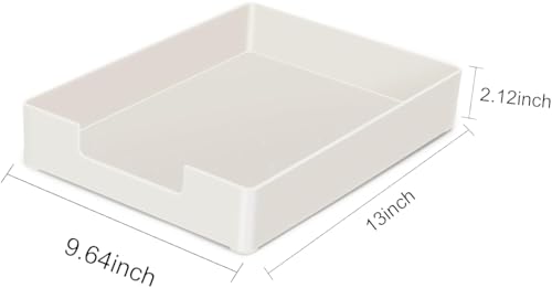 Letter-Size Tray, Desk Drawer Organizer, A4 Plastic Paper Tray, Plastic Paper Holder File Organizer for Office, School, Home Storage (Off-White) - color: White