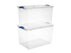 (2pack) 66 Quart Clear Plastic Storage Bins with Latch Lid, Extra Large Stackable Storage Containers for Home Organization, Heavy-Duty Plastic Storage Totes for Clothes, Blankets, Seasonal Items - size: 24" x 16" x 13