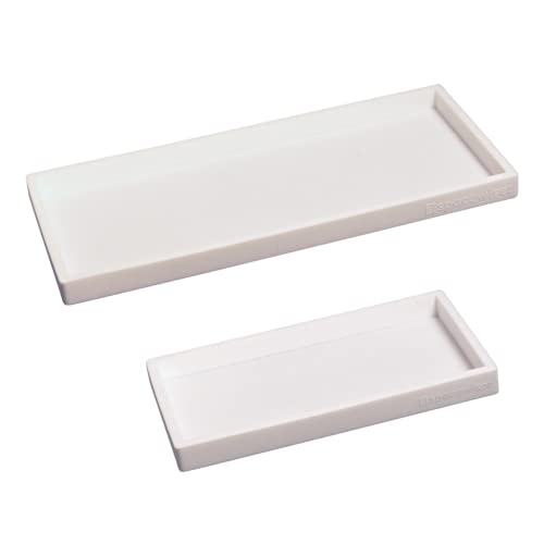 Spacewiser Countertop and Vanity Tray - 2 PC (11” and 7”) Shatterproof Silicone Kitchen and Bathroom Trays for Counter, Kitchen Soap Dispenser Tray, Vanity Trays for Bathroom, Perfume Key Tray - color: White, size: Set‐ 1 Small + 1 Large