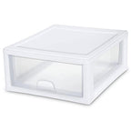 Sterilite 18-Pack 16 Quart Stacking Drawer, Clear Storage Closet Organizer, White Frame - Stackable Modular Plastic Drawers for Clothes, Accessories, Craft Supplies, Shoes or Linens - size: 16 Quart, style: 18 Pack