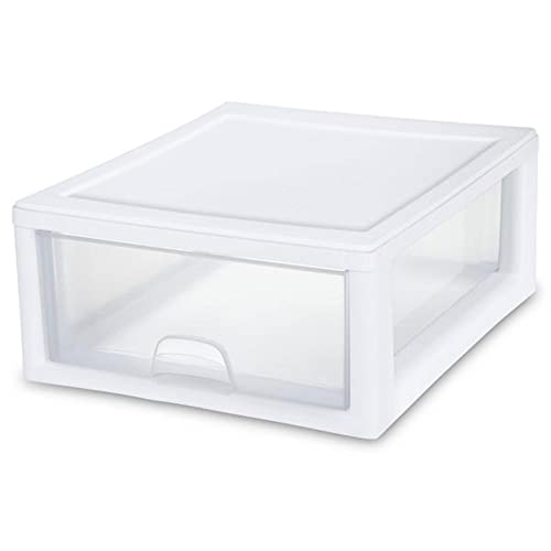 Sterilite 18-Pack 16 Quart Stacking Drawer, Clear Storage Closet Organizer, White Frame - Stackable Modular Plastic Drawers for Clothes, Accessories, Craft Supplies, Shoes or Linens - size: 16 Quart, style: 18 Pack