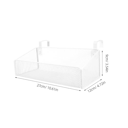 PartyKindom Hanging Bed Organizer, Metal Wire Bedside Caddy with Removable Hooks Spacious Bunk Bed Storage Basket Shelf for Phone Books Aesthetic Dorm Room Essentials Nightstand Alternative (White) - color: White